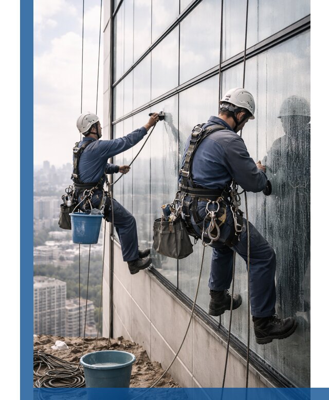 Профессиональная мойка фасадных окон альпинистами в Печоре