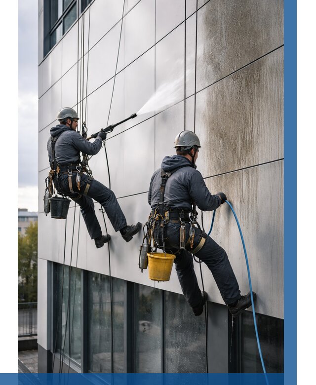 Мойка фасада из композита в Печоре по цене от 305 р. | ВЫСОТНИК-Пчр