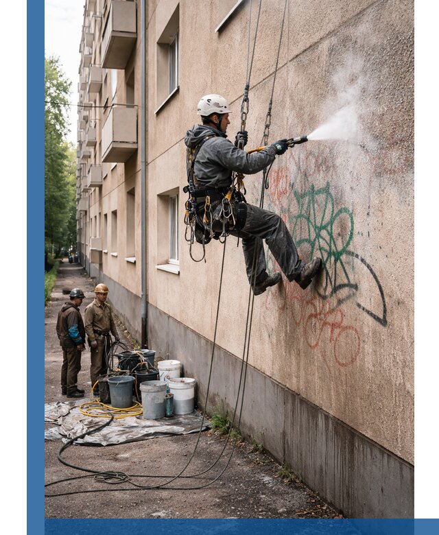 Удаление граффити с фасада в Печоре без следов и повреждений