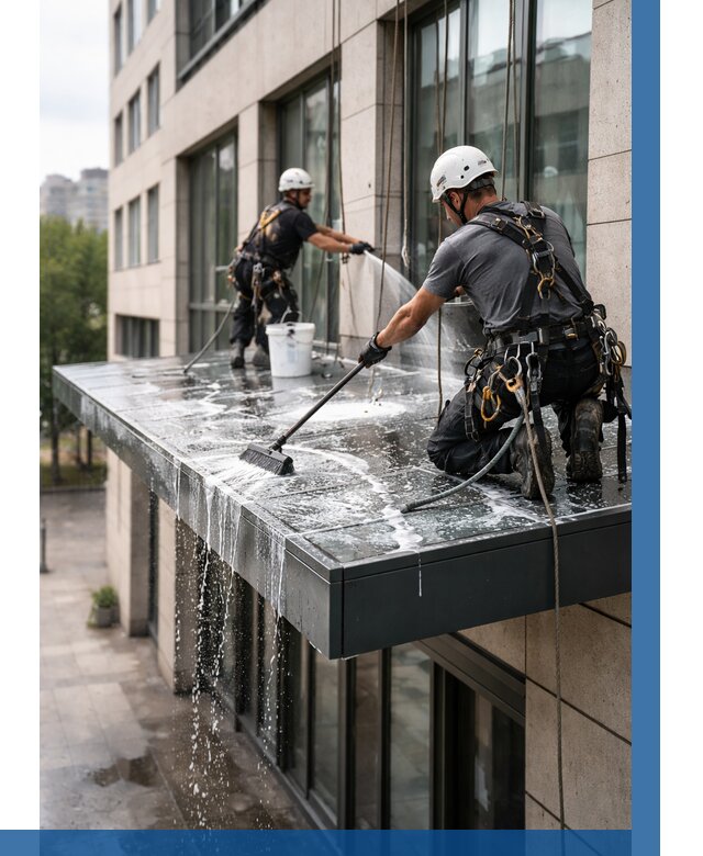 Мойка козырьков и навесов в Печоре от 3564 р. | ВЫСОТНИК-Пчр