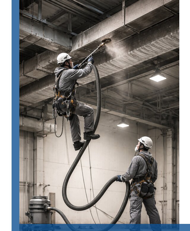 Обеспыливание потолочных конструкций в Печоре промышленным альпинизмом