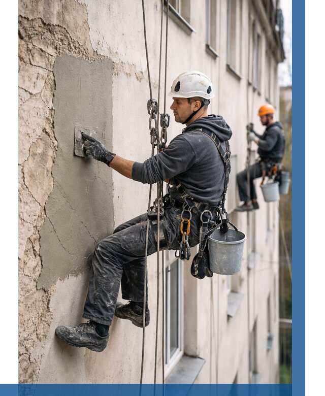 Восстановление штукатурки фасада в Печоре от 1222 р. | ВЫСОТНИК-Пчр