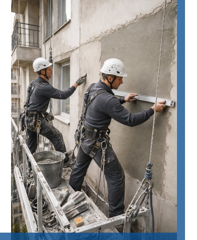 Штукатурка фасада на высоте в Печоре от 916 р. | ВЫСОТНИК-Пчр