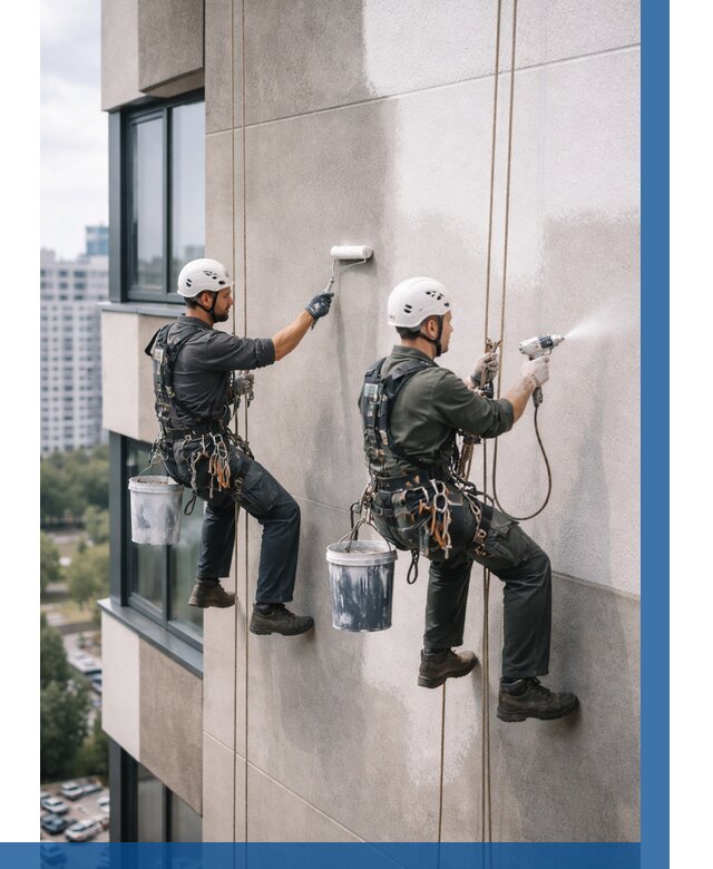 Покраска фасада альпинистами в Печоре от 305 р. | ВЫСОТНИК-Пчр