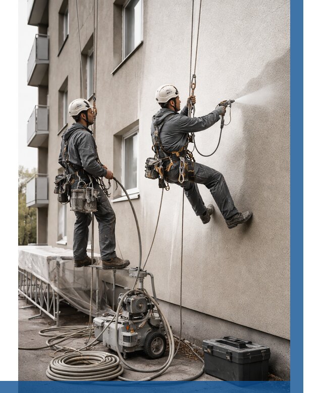 Безвоздушная покраска фасада в Печоре от 224 р/м² | ВЫСОТНИК-Пчр