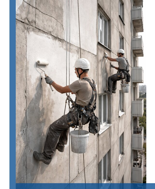 Покраска бетонного фасада в Печоре для жилых и промышленных объектов