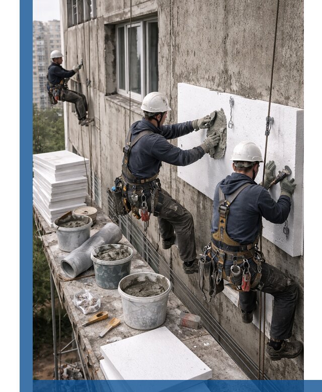 Утепление фасада пенополистиролом в Печоре под ключ