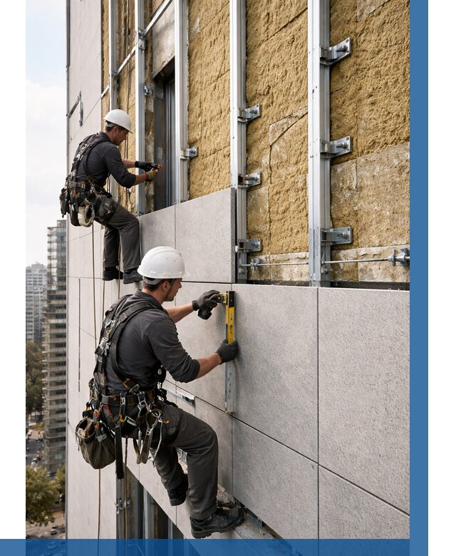 Монтаж вентилируемого фасада в Печоре от 3564 р. | ВЫСОТНИК-Пчр