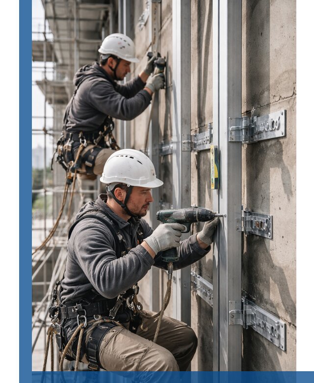 Монтаж и крепление подсистемы вентфасада в Печоре