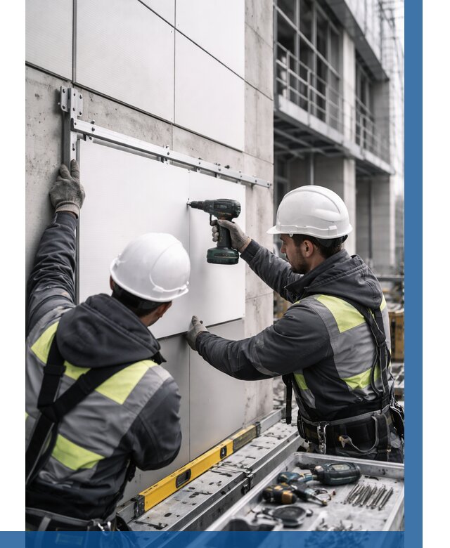 Монтаж композитных панелей фасада в Печоре от 2546 р. | ВЫСОТНИК-Пчр