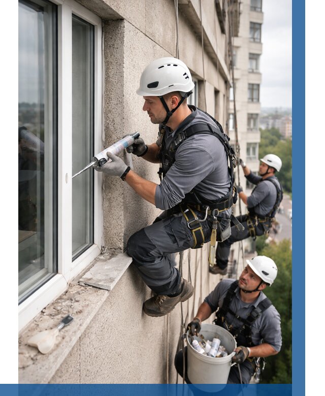 Герметизация оконных швов снаружи в Печоре от 1527 р. | ВЫСОТНИК-Пчр