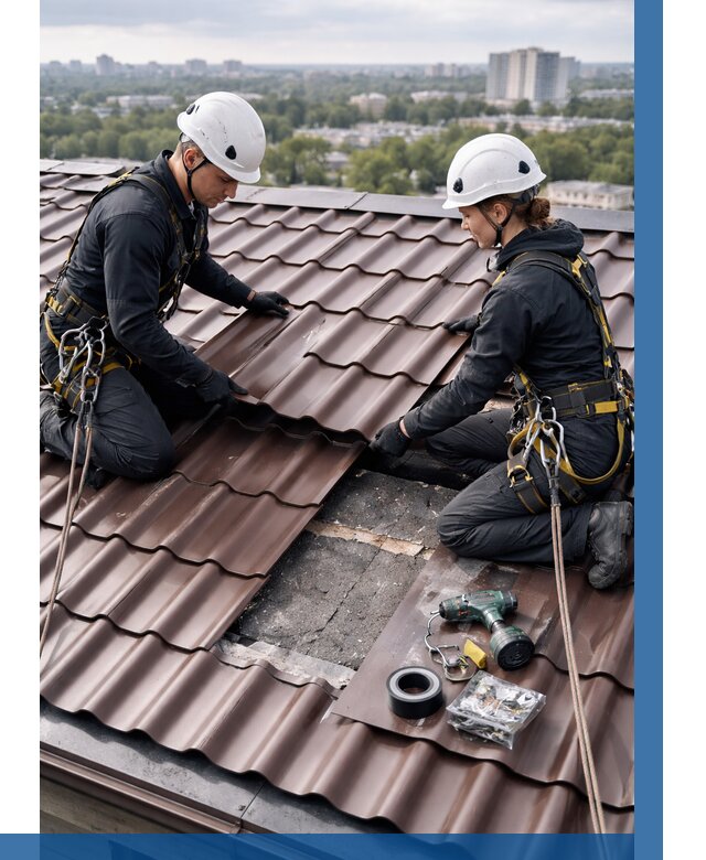 Ремонт металлочерепицы на крыше в Печоре от 916 р. | ВЫСОТНИК-Пчр