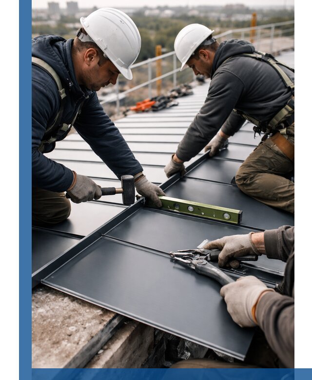 Монтаж фальцевой кровли в Печоре для промышленных зданий