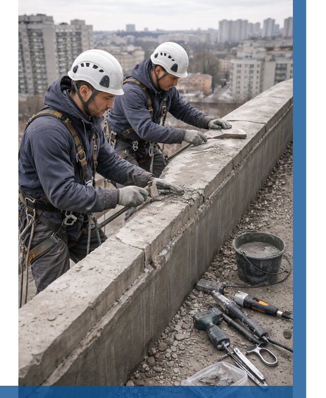 Ремонт парапета на кровле в Печоре от 1527 р. | ВЫСОТНИК-Пчр