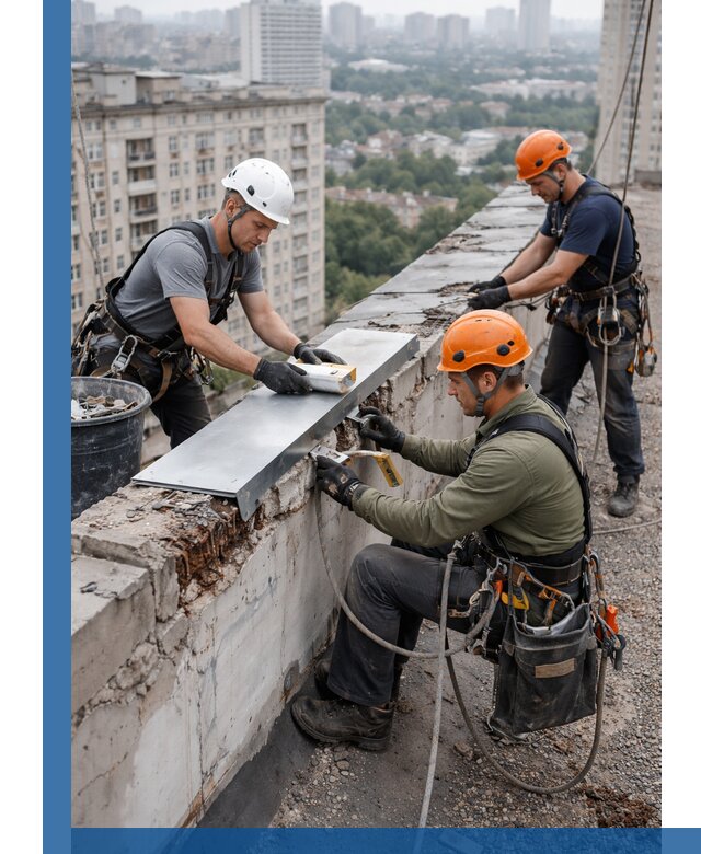 Ремонт парапета на кровле в Печоре, высотные работы с гарантией