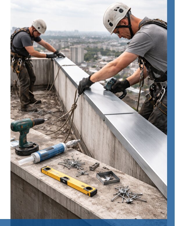 Монтаж парапетных крышек в Печоре от 815 р. | ВЫСОТНИК-Пчр