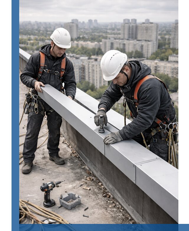 Монтаж парапетных крышек и ограждений кровли в Печоре