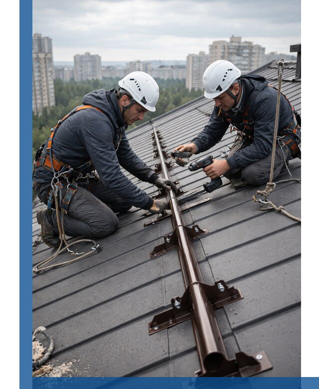 Монтаж снегозадержателей на кровле зданий в Печоре под ключ