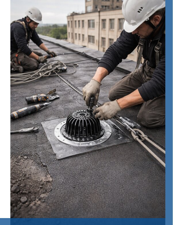 Установка водосточных воронок в Печоре цена от 3564 р. | ВЫСОТНИК-Пчр