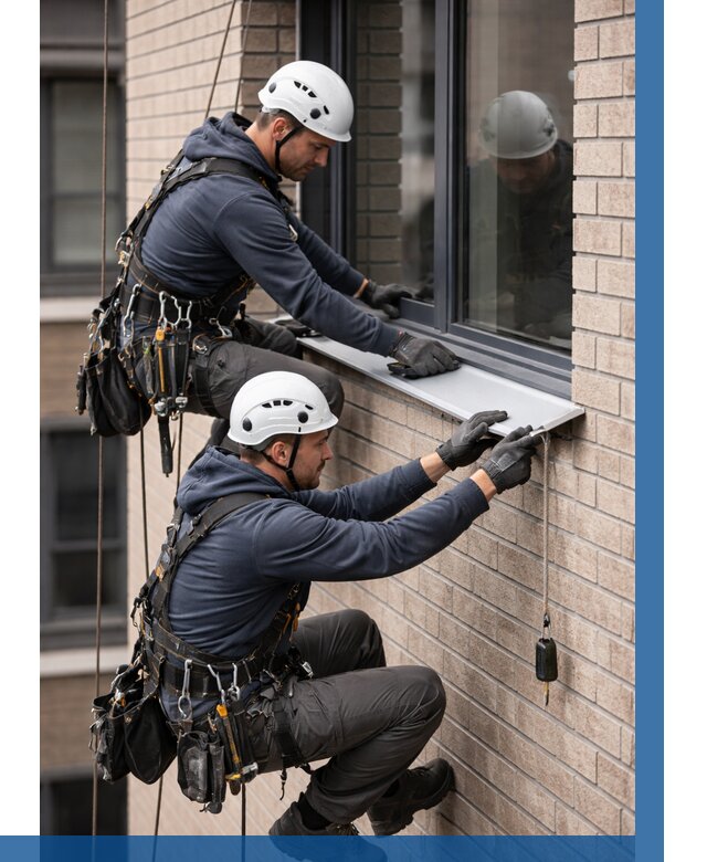 Монтаж оконных отливов под ключ в Печоре от 3564 р. | ВЫСОТНИК-Пчр