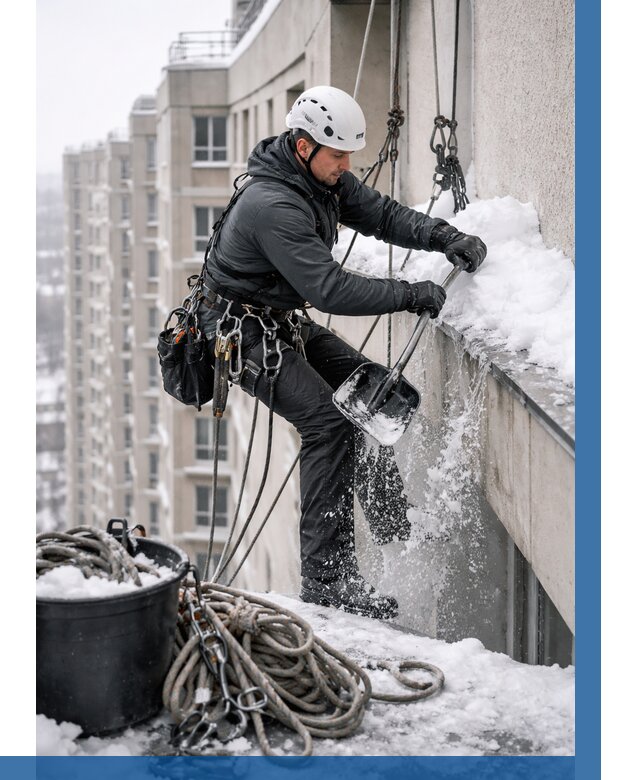 Очистка карнизов от снега в Печоре от 305 р. | ВЫСОТНИК-Пчр