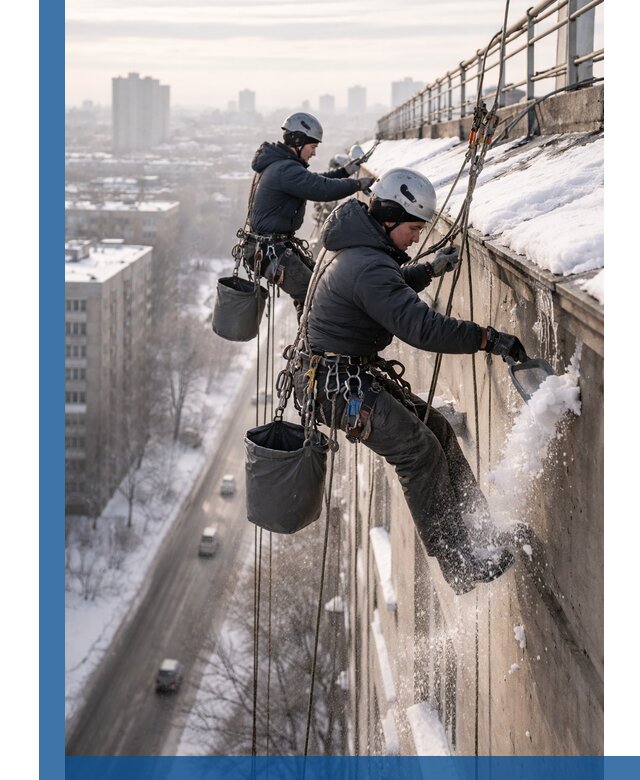 Очистка карнизов от снега в Печоре профессионально и безопасно