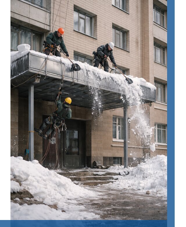 Очистка козырьков от снега в Печоре от 3564 р. | ВЫСОТНИК-Пчр