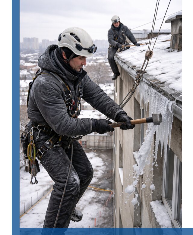 Сбивание и удаление сосулек с крыши в Печоре безопасно