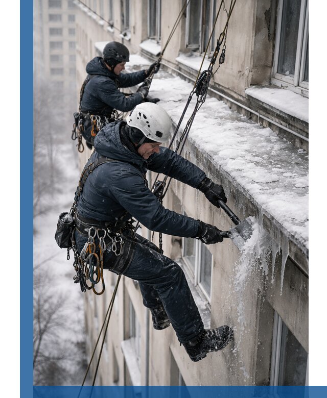 Удаление наледи и сосулек с карнизов в Печоре профессионально