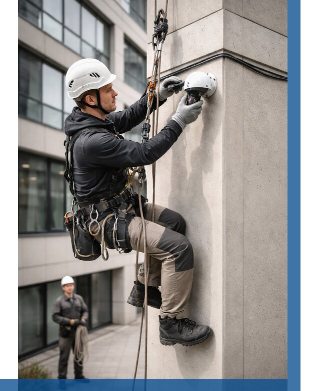 Монтаж камер видеонаблюдения на фасаде в Печоре от 8655 р.-ВЫСОТНИК-Пчр