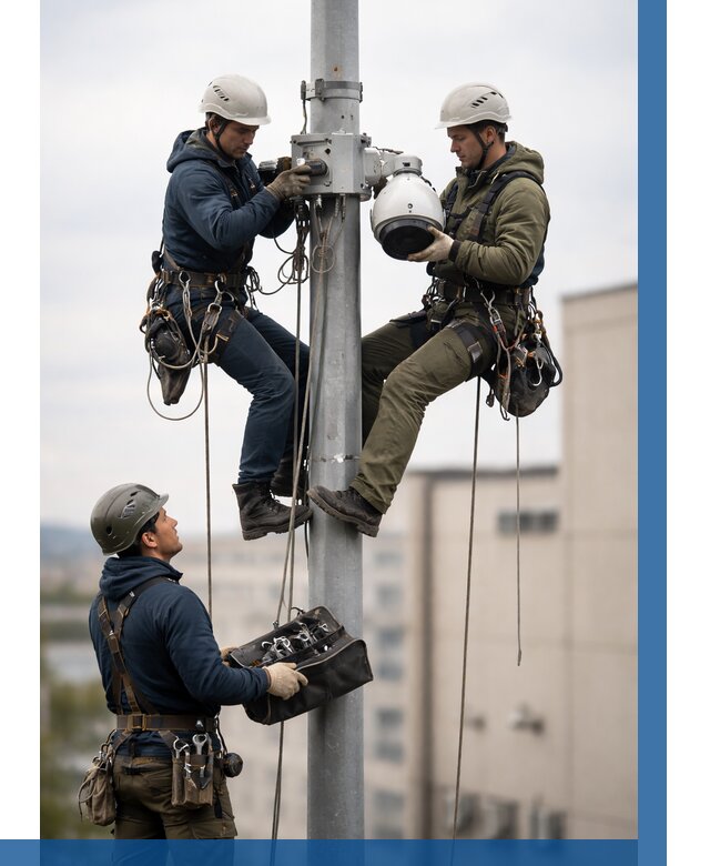 Установка видеокамер на мачте в Печоре от 8655 р. | ВЫСОТНИК-Пчр