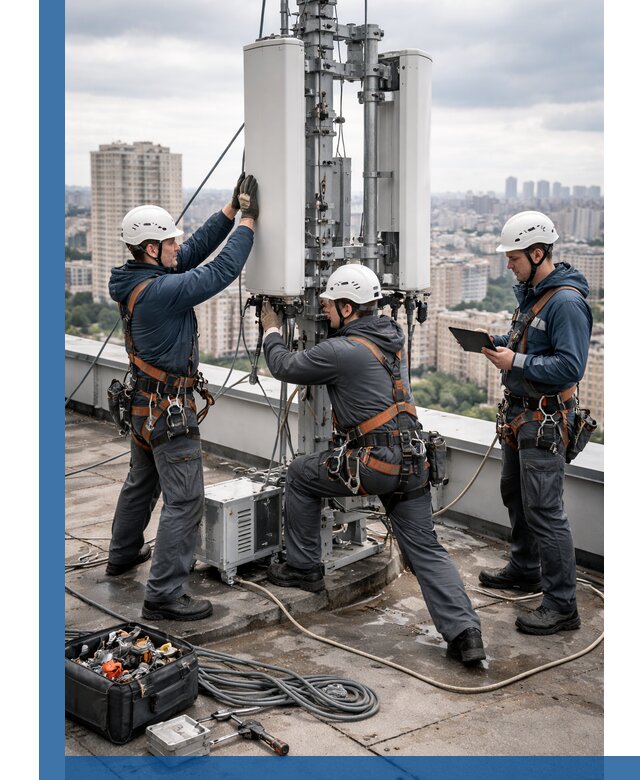 Монтаж антенн связи на крыше в Печоре с вводом в эксплуатацию