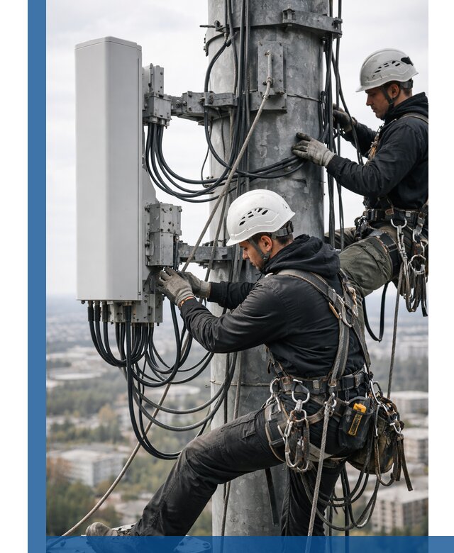 Монтаж оборудования связи на мачте в Печоре с пусконаладкой