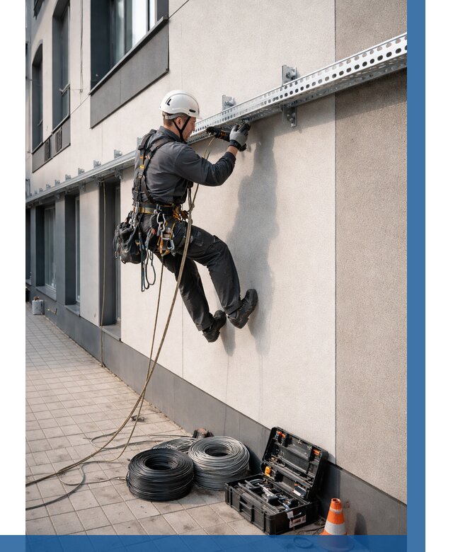 Монтаж кабельных лотков на фасаде в Печоре от 1222 р. | ВЫСОТНИК-Пчр