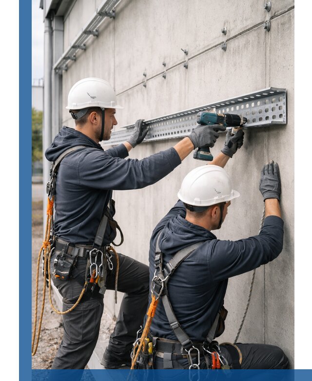 Монтаж кабельных лотков на фасаде зданий в Печоре с гарантией