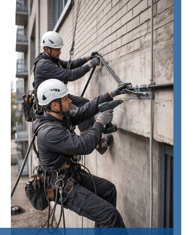 Крепление кабеля на фасаде в Печоре от 356 р. | ВЫСОТНИК-Пчр