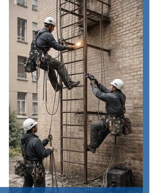 Ремонт пожарной лестницы в Печоре от 7637 р. | ВЫСОТНИК-Пчр