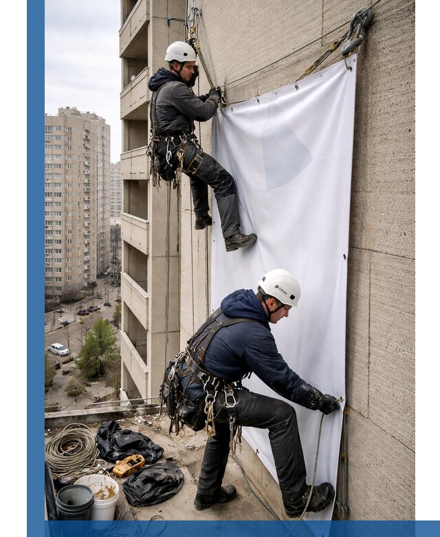 Профессиональный монтаж баннеров на фасаде в Печоре