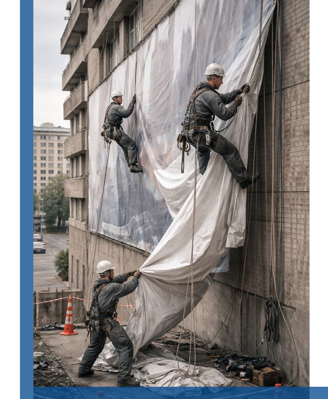 Демонтаж баннеров с фасада в Печоре оперативно и безопасно