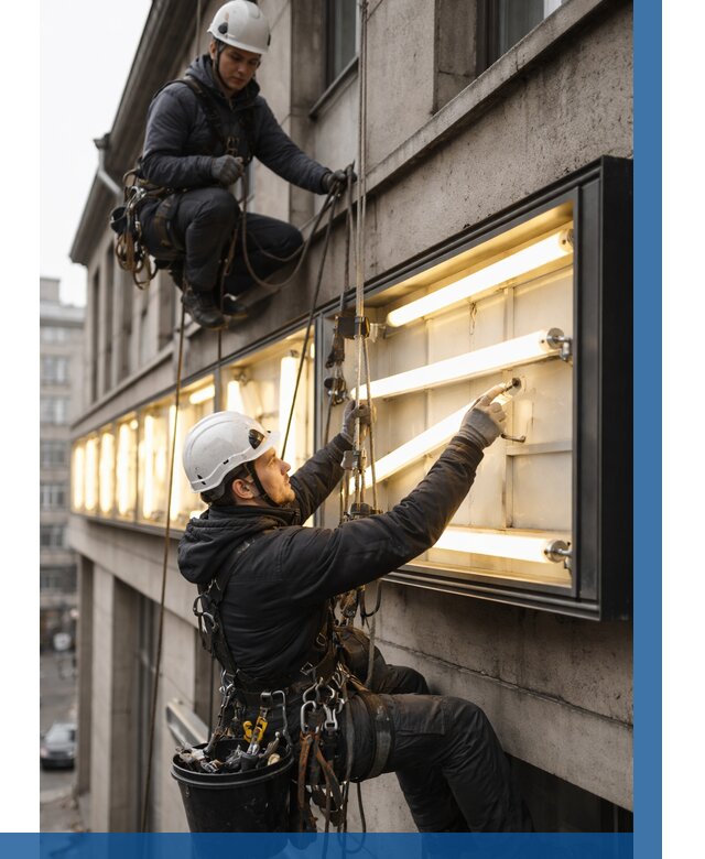Замена ламп в вывеске в Печоре под ключ от 3564 р. | ВЫСОТНИК-Пчр