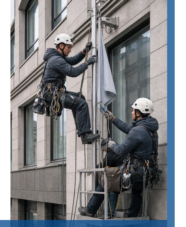 Установка флагов на фасаде в Печоре от 4582 р. | ВЫСОТНИК-Пчр