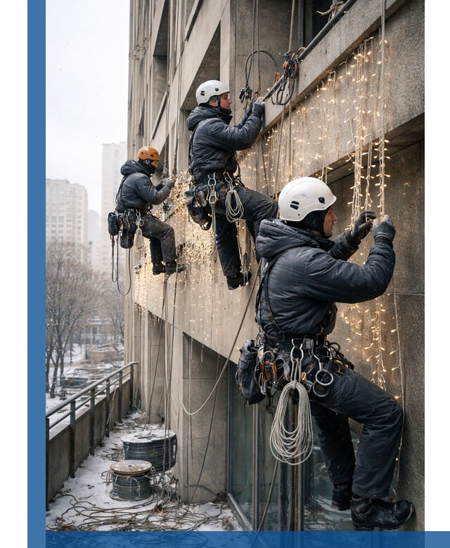 Монтаж новогодней иллюминации и украшение фасадов в Печоре