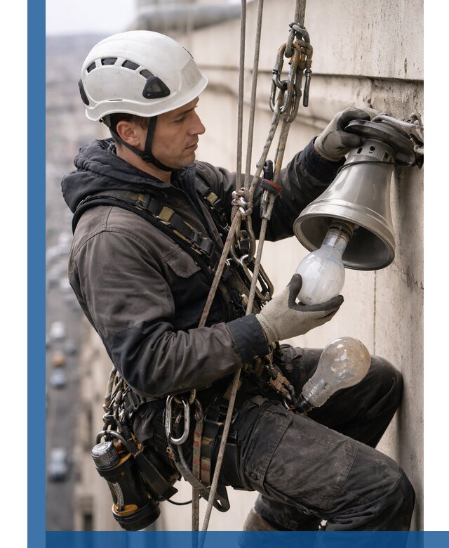 Замена ламп на высоте в Печоре профессионально и быстро