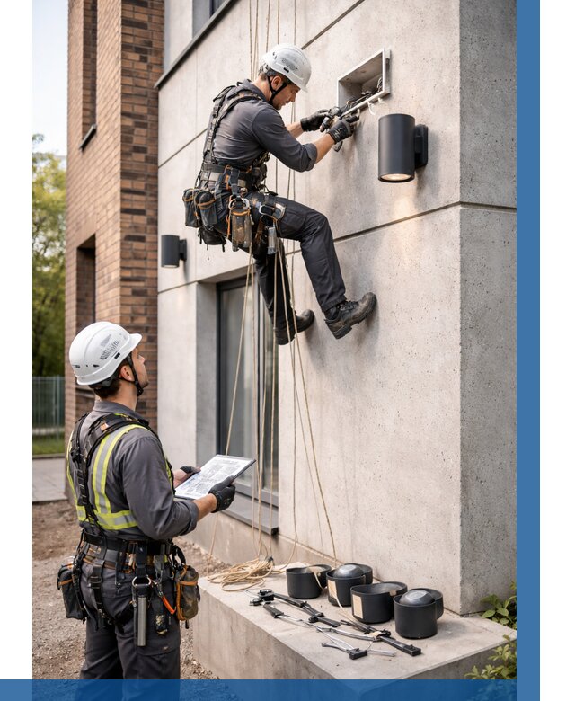 Монтаж фасадного освещения в Печоре от 2546 р. | ВЫСОТНИК-Пчр