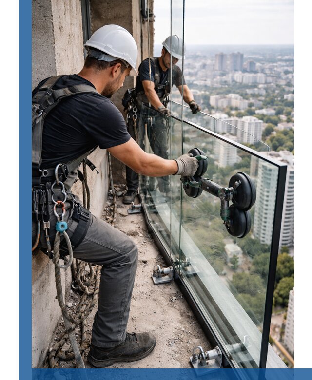 Монтаж стеклянных ограждений под ключ с гарантией в Печоре