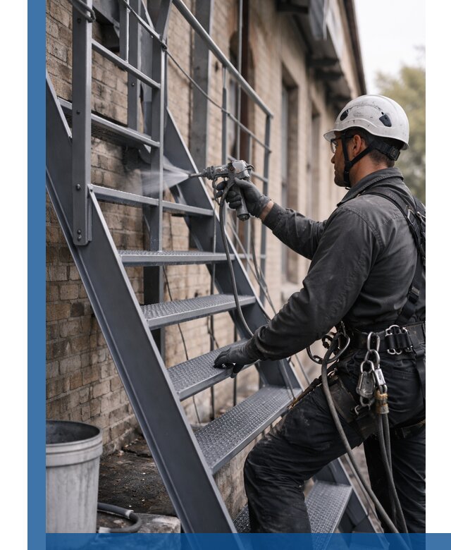 Покраска и антикоррозионная защита пожарных лестниц в Печоре