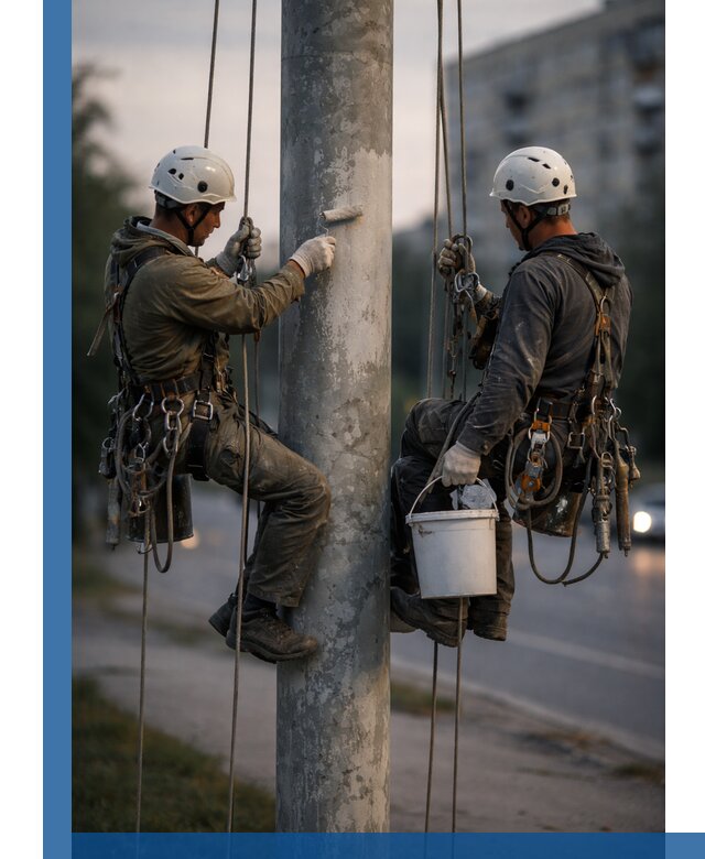 Покраска опор освещения и антикоррозийная защита в Печоре