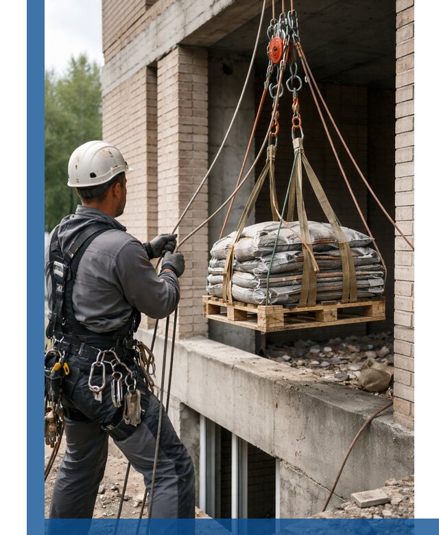 Подъем материалов на этаж веревками в Печоре оперативно