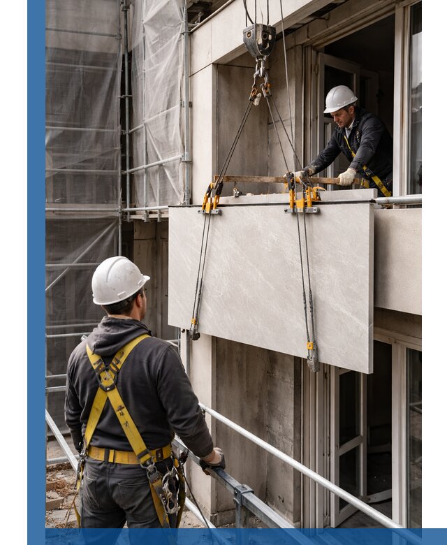 Подъем керамогранита на этаж в Печоре грузчиками и техникой