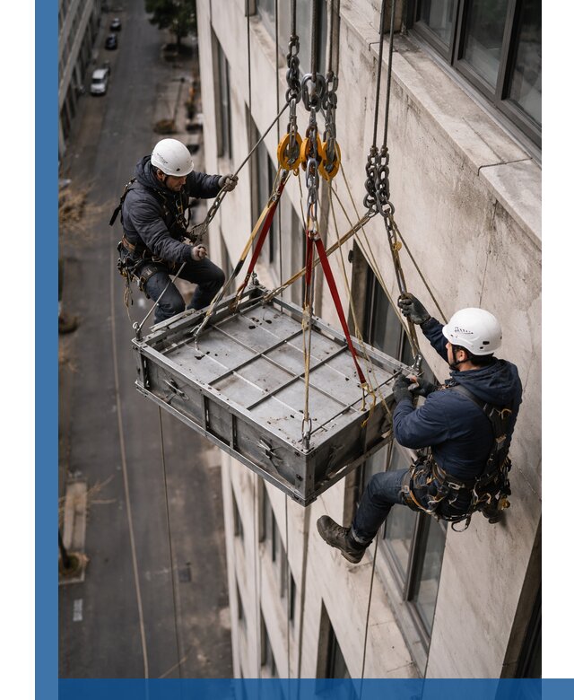 Спуск и подъем грузов по фасаду в Печоре для зданий